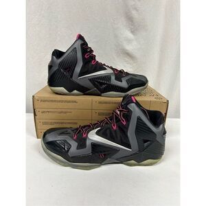 Size 10 - Nike LeBron XI 11 Miami Night 2013‎ Black Silver Pink